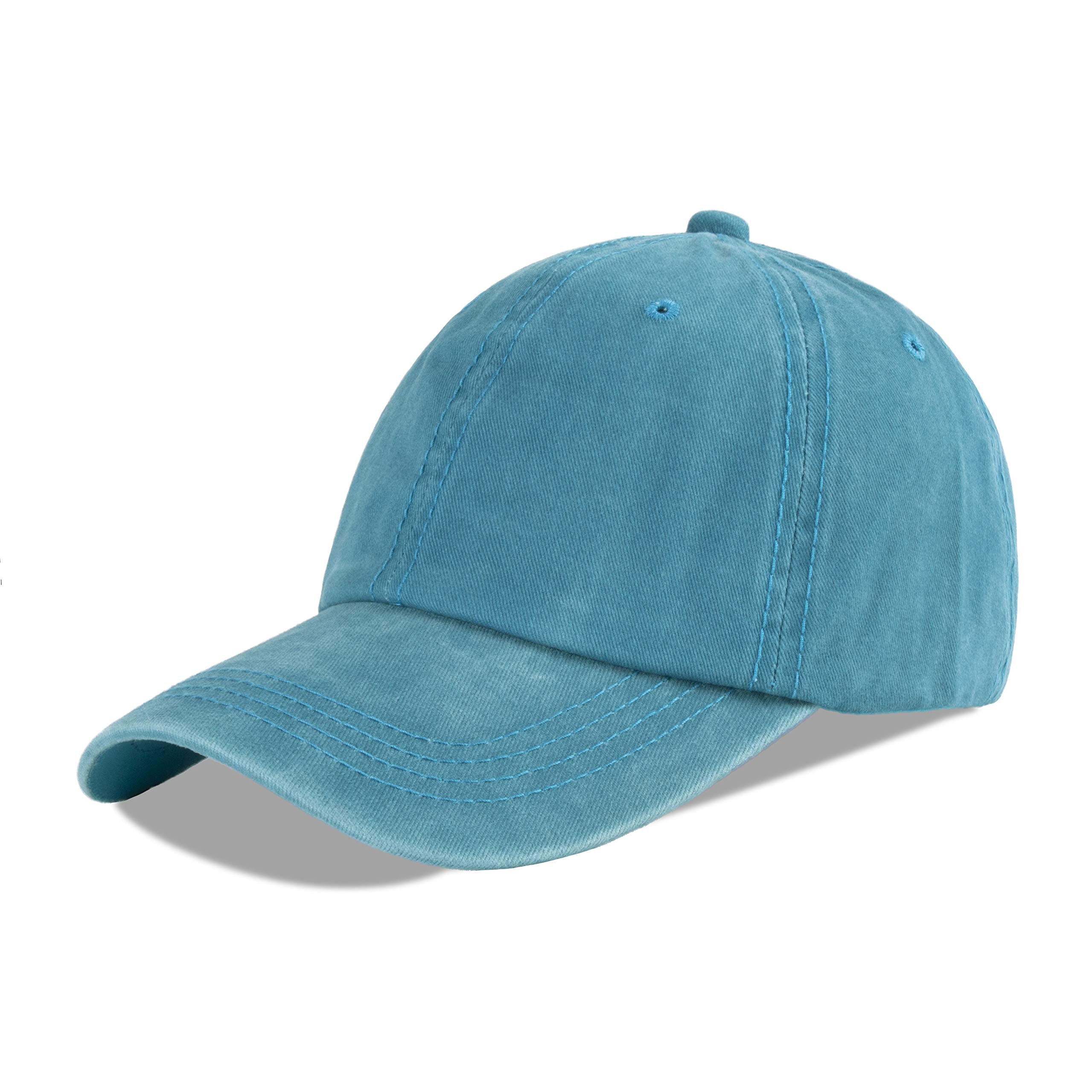 LANGZHEN Unisex Baseball Cap 100% Cotton Fits Men Women Washed Denim Adjustable Dad Hat