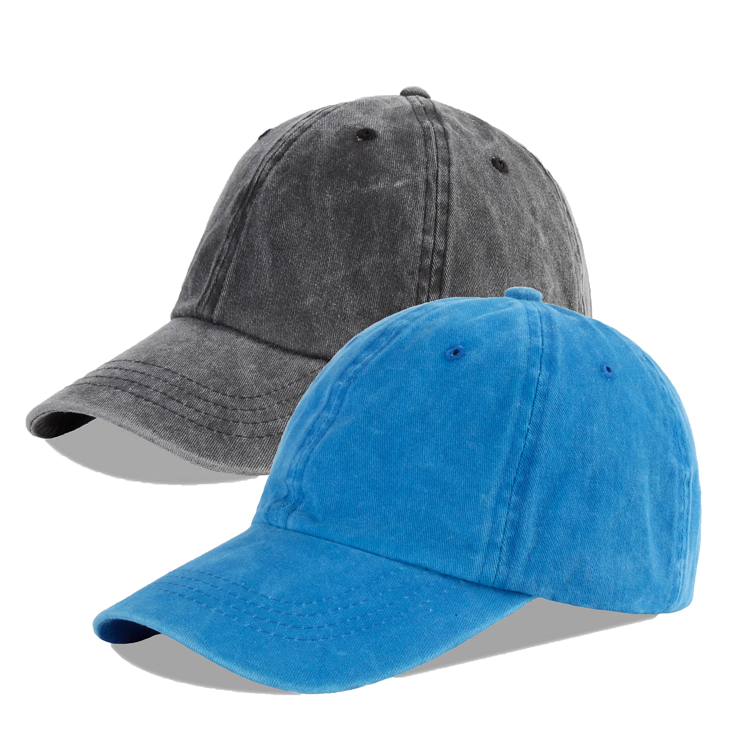 LANGZHEN Unisex Baseball Cap 100% Cotton Fits Men Women Washed Denim Adjustable Dad Hat