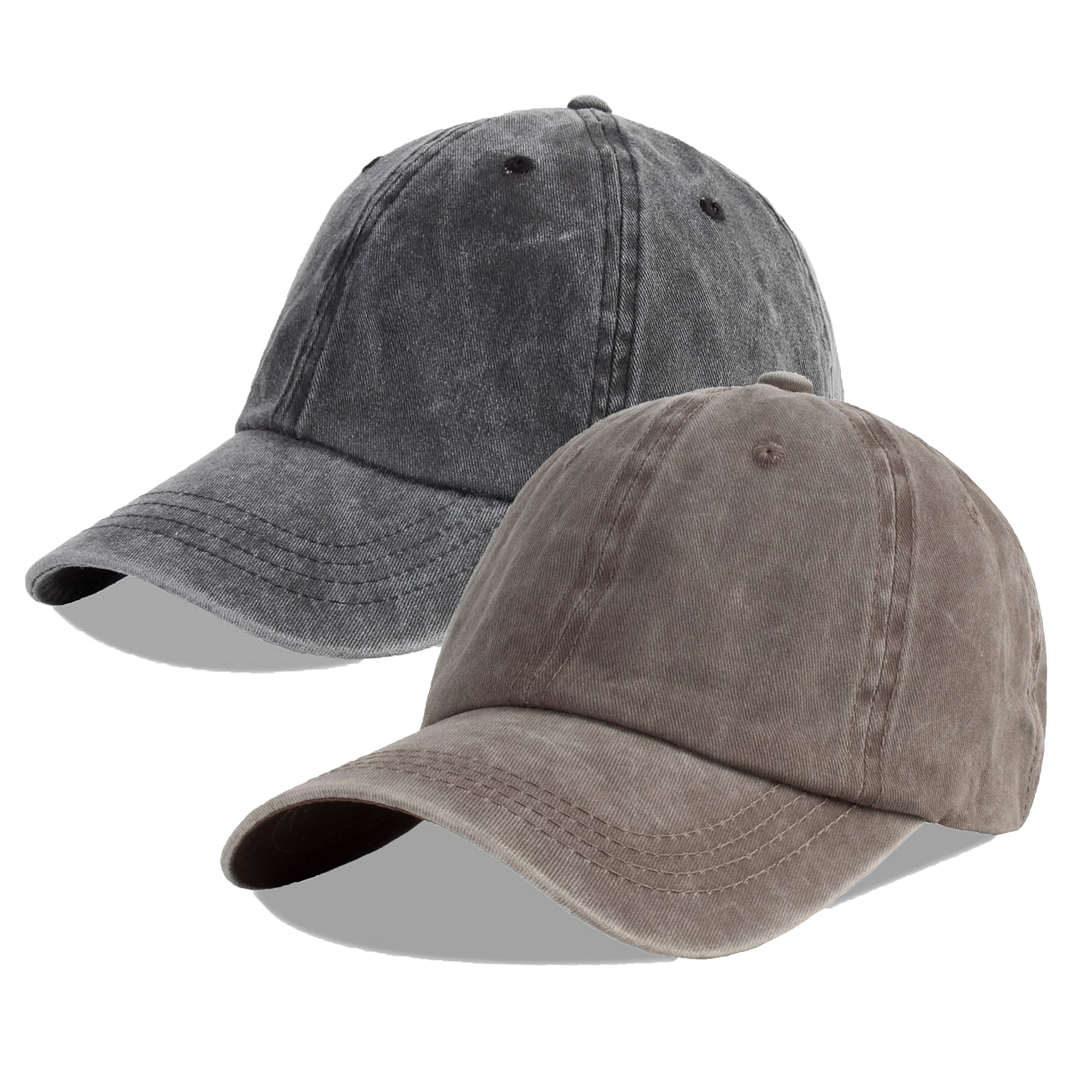 LANGZHEN Unisex Baseball Cap 100% Cotton Fits Men Women Washed Denim Adjustable Dad Hat
