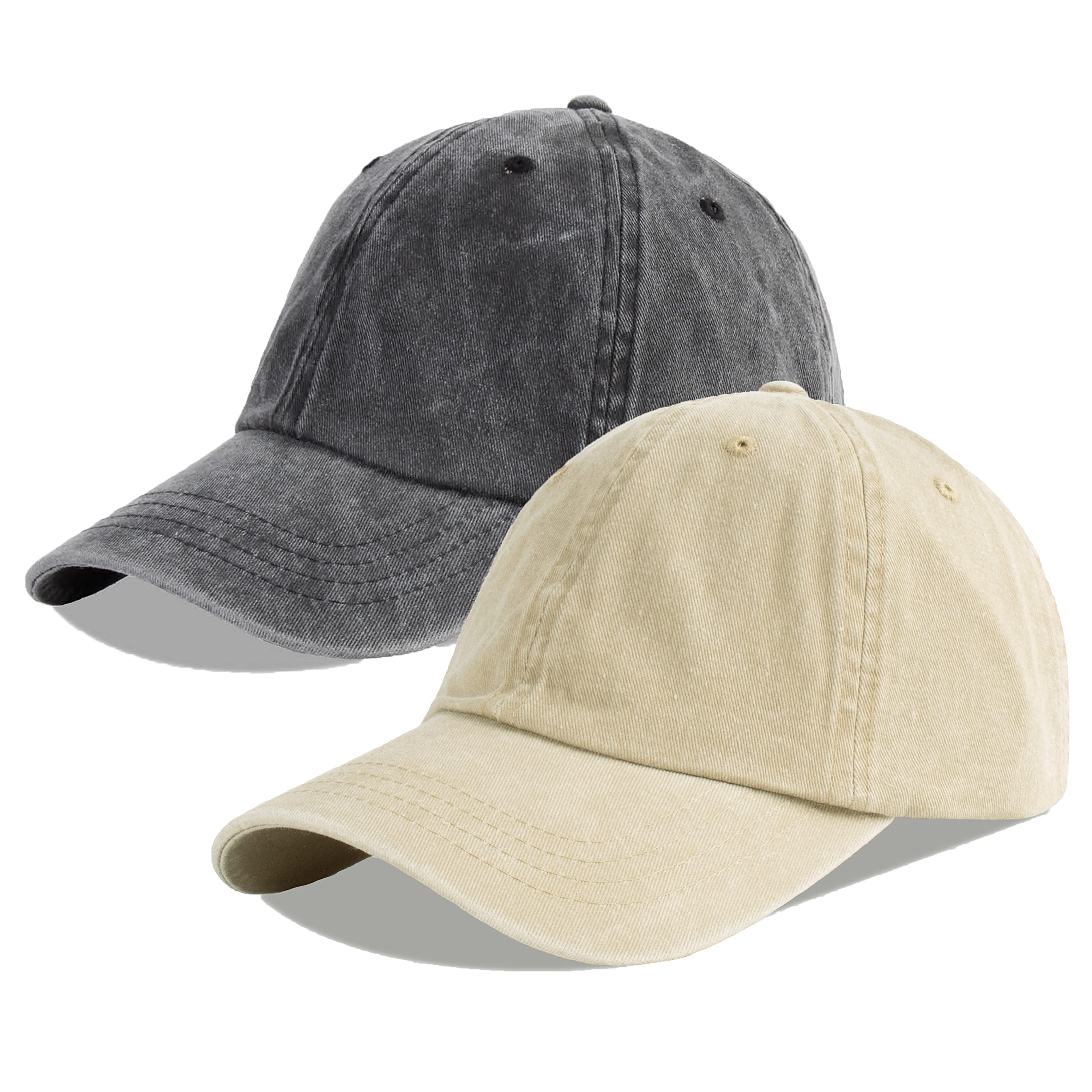 LANGZHEN Unisex Baseball Cap 100% Cotton Fits Men Women Washed Denim Adjustable Dad Hat