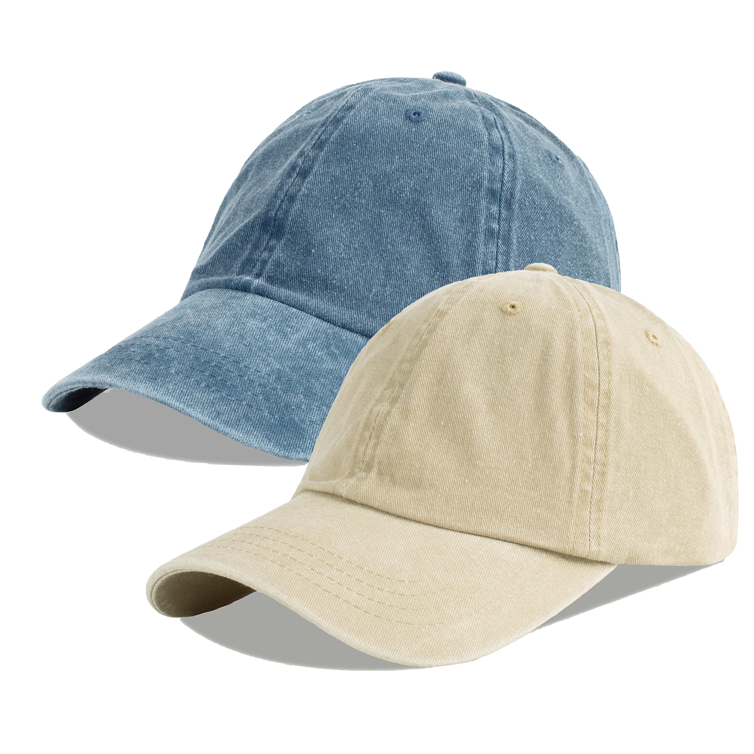 LANGZHEN Unisex Baseball Cap 100% Cotton Fits Men Women Washed Denim Adjustable Dad Hat